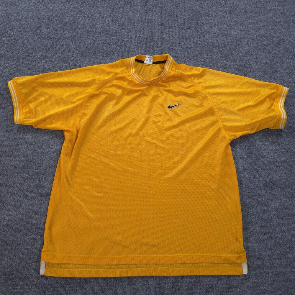 VINTAGE Nike Shirt Mens Large Yellow Jersey Swoosh Logo Sports‎ Grunge 90s USA